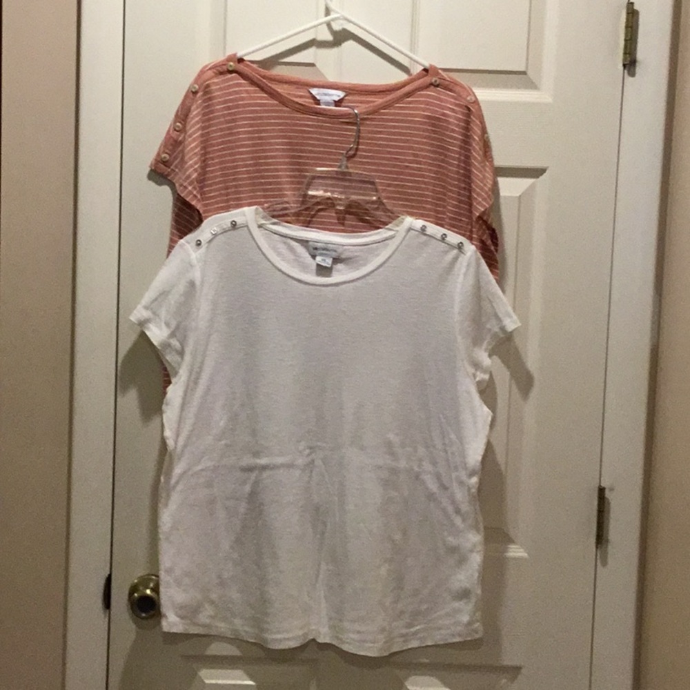 Liz Claiborne Tops (set of 2), Size XXL, coral and white